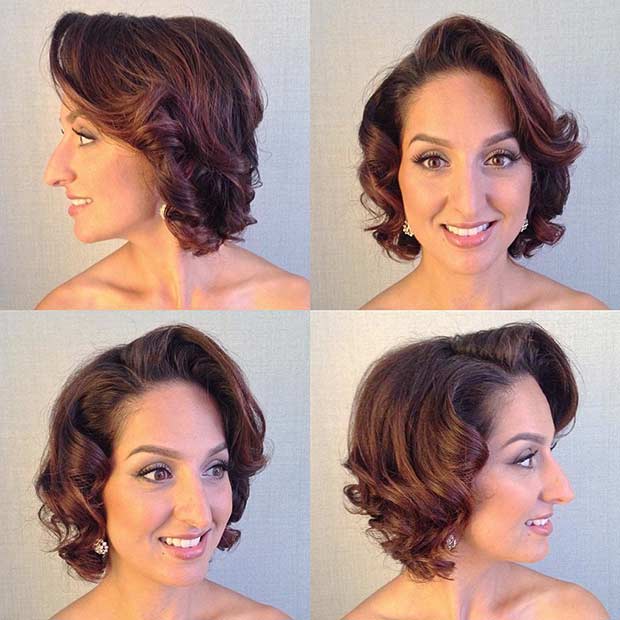 Coiffure de mariage vintage moderne pour cheveux courts