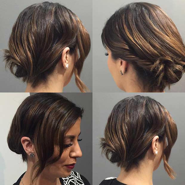 Chignon de mariage élégant pour cheveux courts et fins