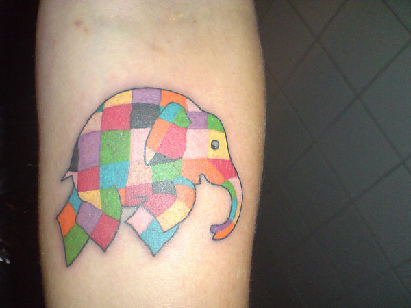 Tatouage Éléphant Mosaïque