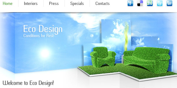 Δωρεάν πρότυπο ιστοσελίδας επίπλων για εταιρεία Eco Design