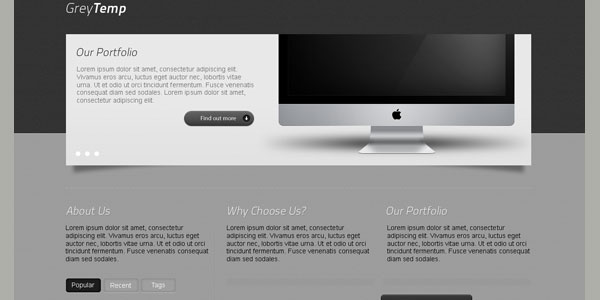 Modèle de site Web PSD GreyTemp