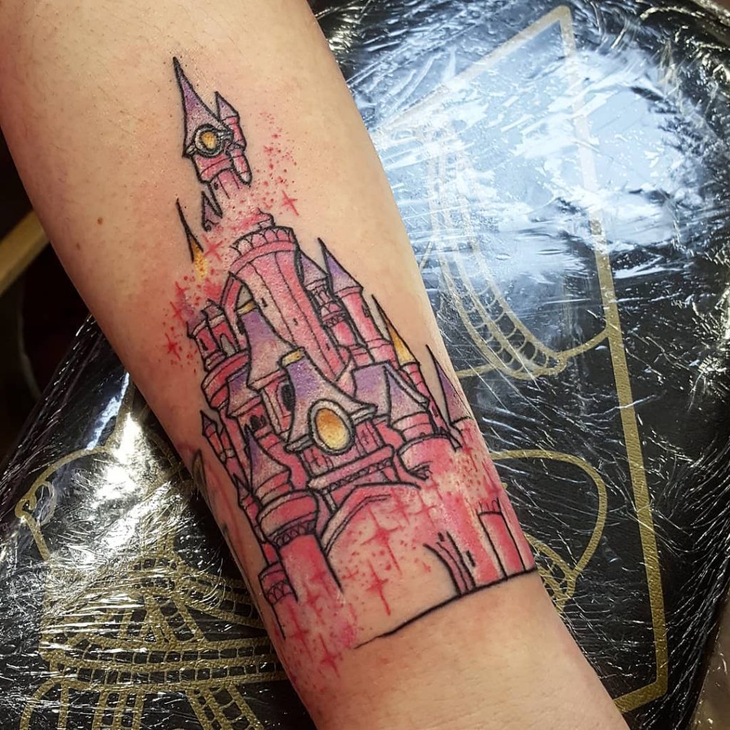 Glittery Disney Castle Tattoos