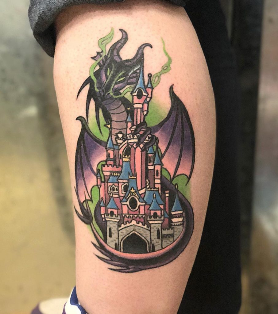 Tatouages ​​Maléfique et Château Disney