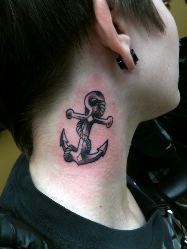 Neck Anchor Tattoo