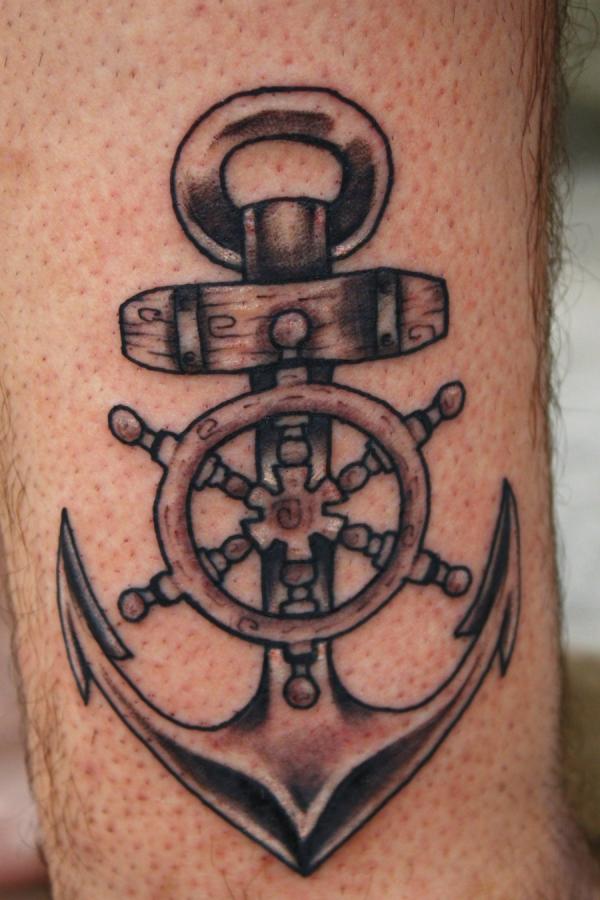 Side Leg Anchor Tattoo