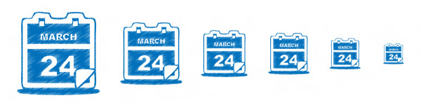 סמל לוח השנה הכחול של Crosshatch