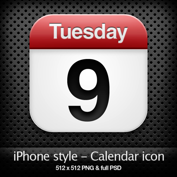 אייקון לוח שנה לעיצוב אייפון