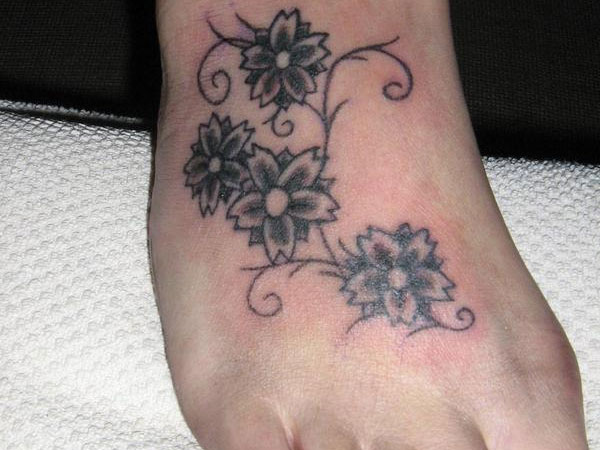 Flowers Foot Tattoo