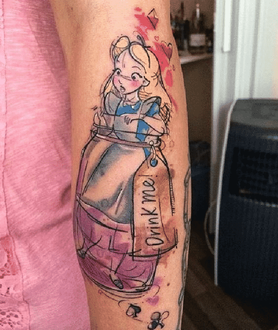 La potion Drink Me alice au pays des merveilles tatouages