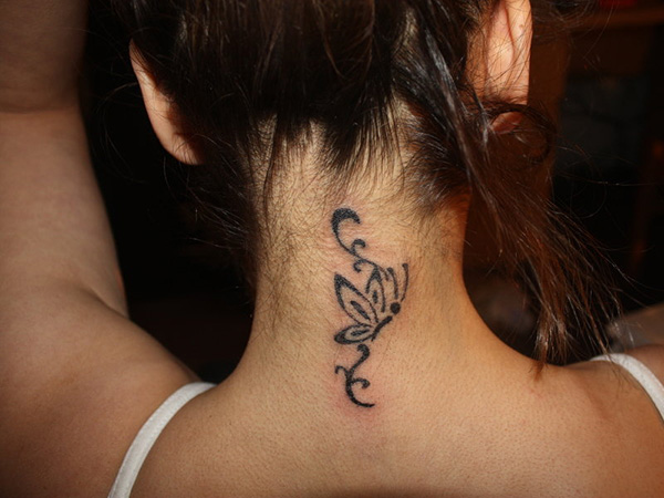 Nape Butterfly Tattoo