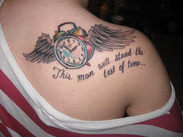 Text Wings Tattoo