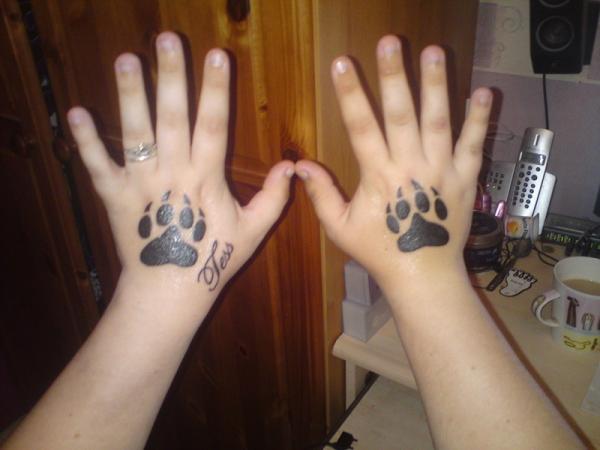 Dog Paw Hand Tattoo