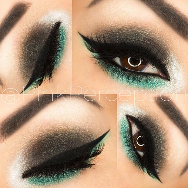 Maquillage pour les yeux noirs et verts