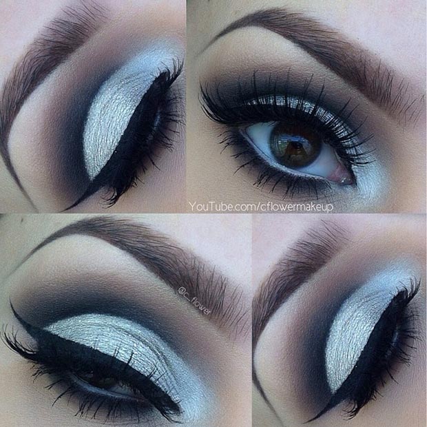 Silver and Black Cut Crease Makeup Look