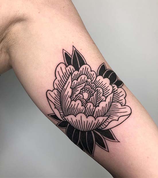 Artistique Encre Noire Pivoine Design