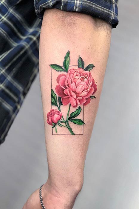 Tatouage Pivoine Aquarelle