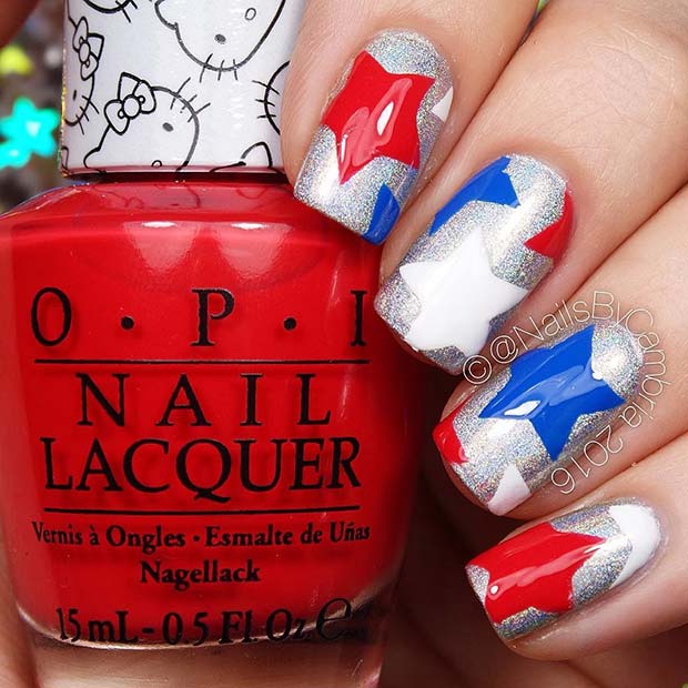 Κόκκινα, Λευκά και Μπλε Star Nails