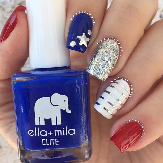 Ongles glam du 4 juillet