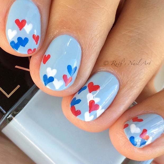 Conception mignonne d'art d'ongle du 4 juillet