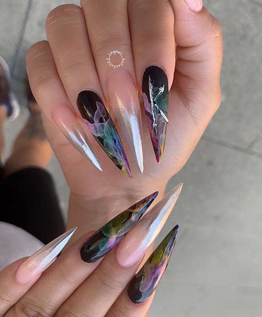 Μοναδικά Stiletto Nails με Smokey Art