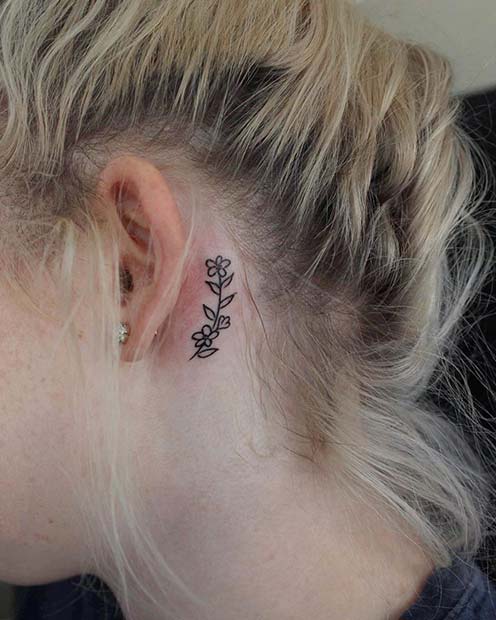 Κομψό σχέδιο τατουάζ πίσω από το αυτί