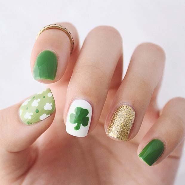 Irish Shamrock Nails