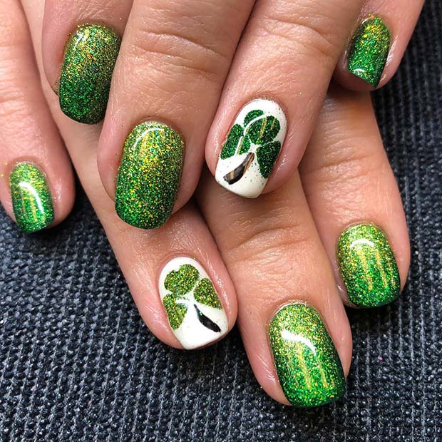 Sparkly St Patrick's Nails