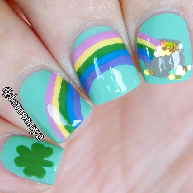 Ongles arc-en-ciel mignons