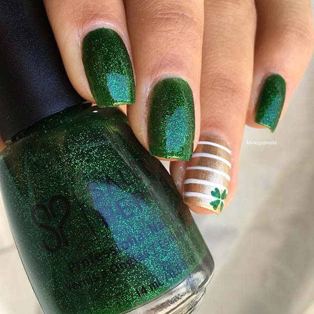 Ongles Vert Irlandais Paillettes