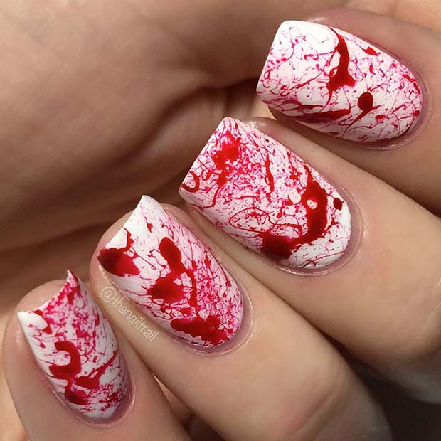 Blood Spatter Nail Art