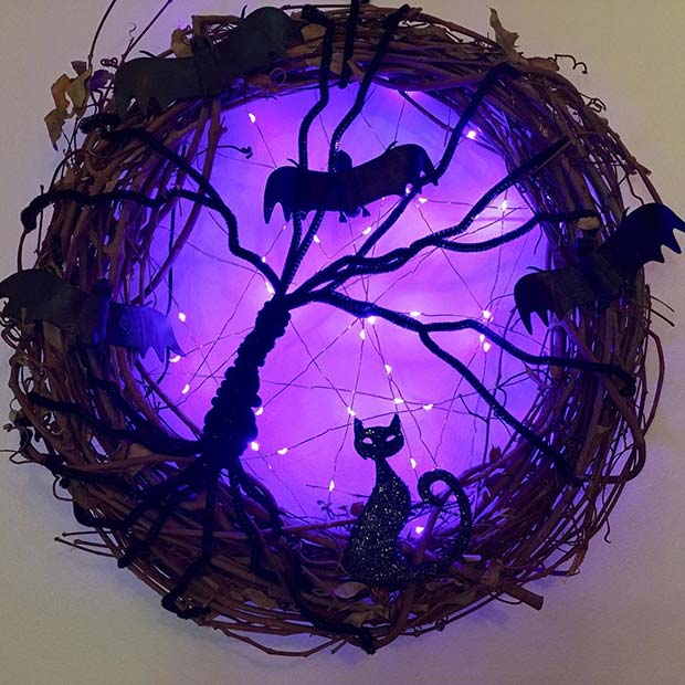 Couronne d'Halloween lumineuse