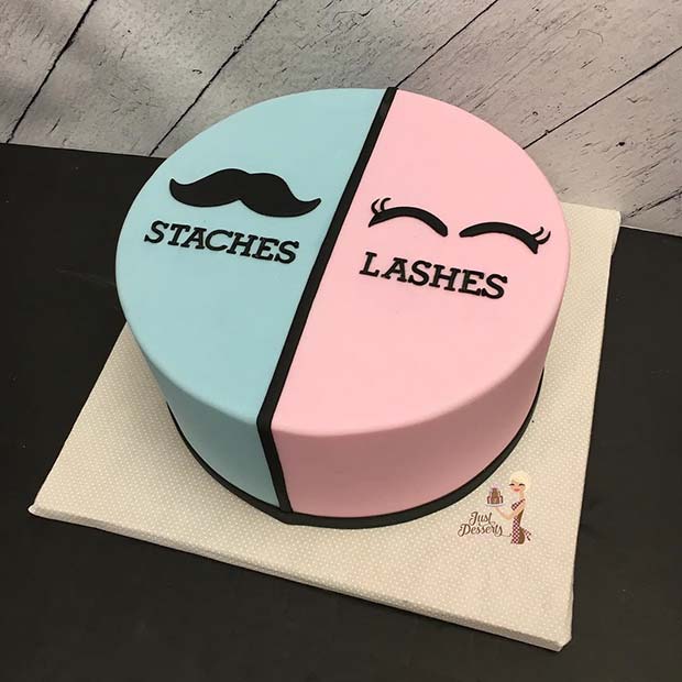 Gâteau révélateur de sexe amusant Staches ou Lashes