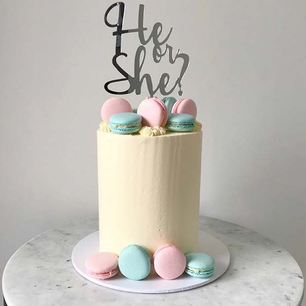Elegant Baby Gender Reveal Idea Cake