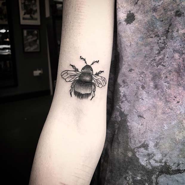 Big Bee Arm Tattoo Idea