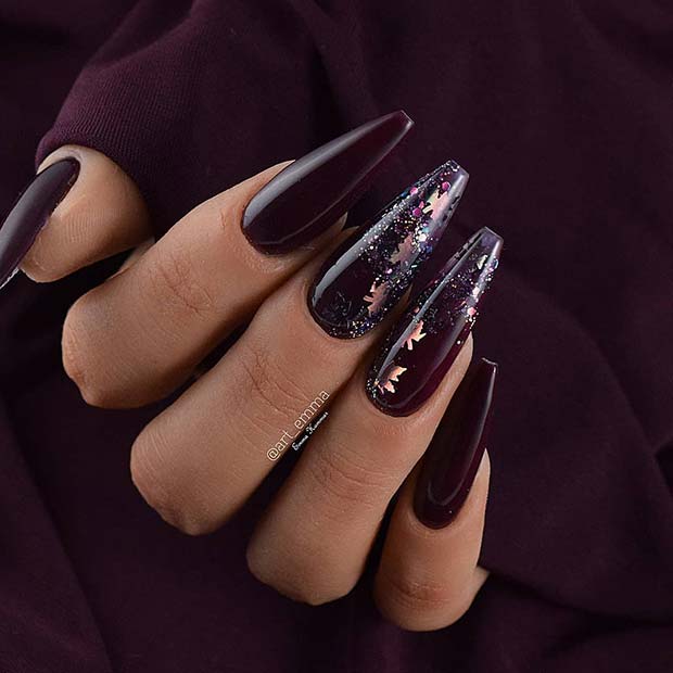 Glitzy Purple Thanksgiving Nails