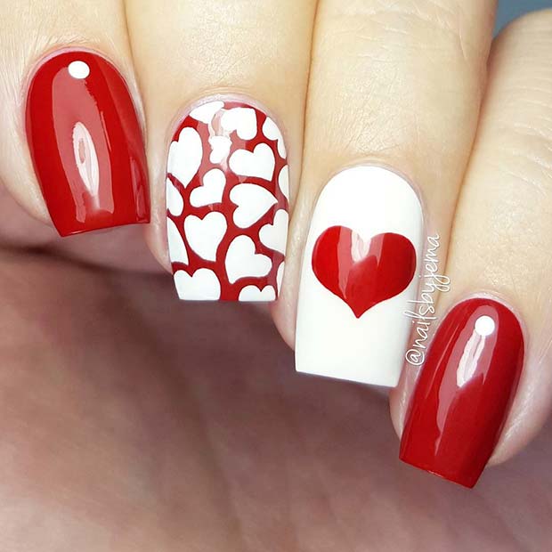 Ongles Coeur Saint Valentin