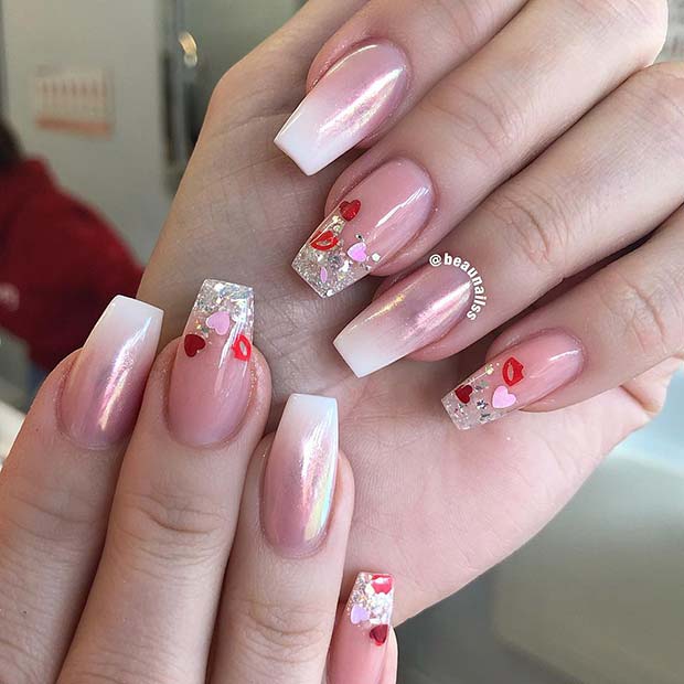 Γαλλικά Ombre Nails για την Ημέρα του Αγίου Βαλεντίνου