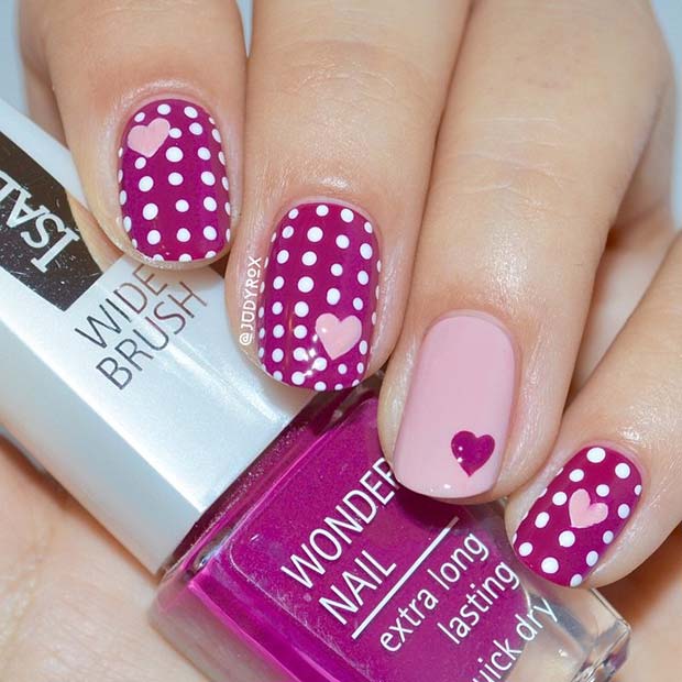 Nail Art Coeurs et Pois