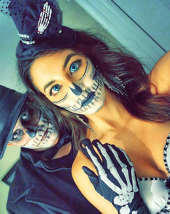 DIY Squelette Couple Halloween Costume et Idée de Maquillage