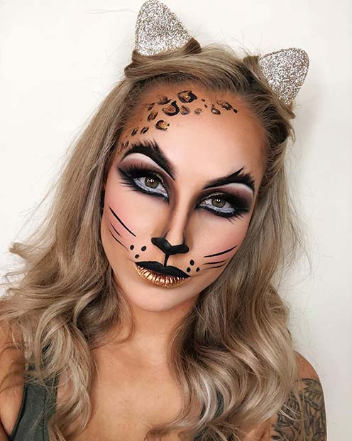 Maquillage de chat sauvage et glam