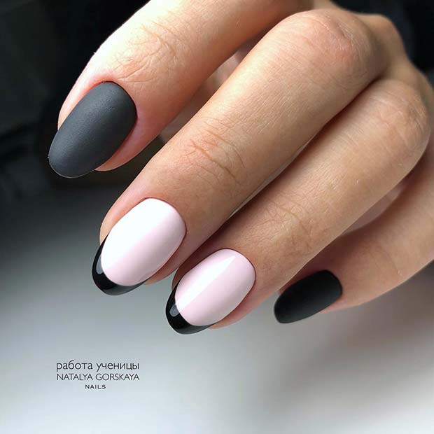 Idée d'ongle blanc et noir