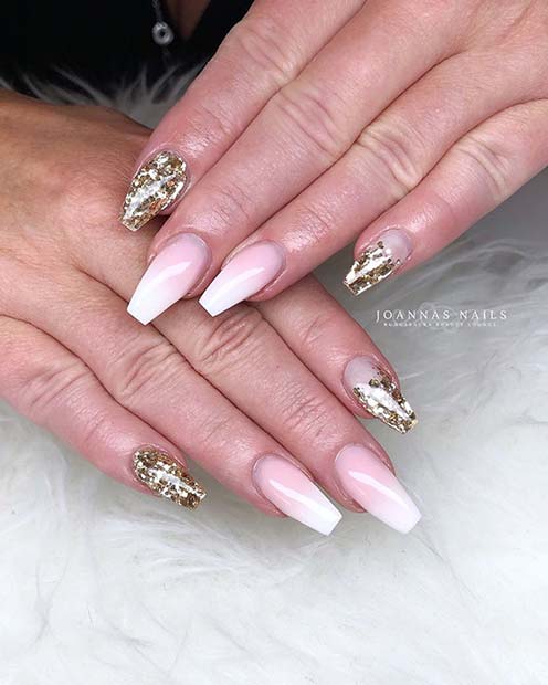 French Fade and Glitter Nails