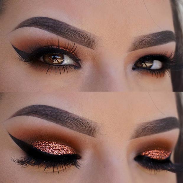 Ιδέα μακιγιάζ Copper Glitter Cut Crease