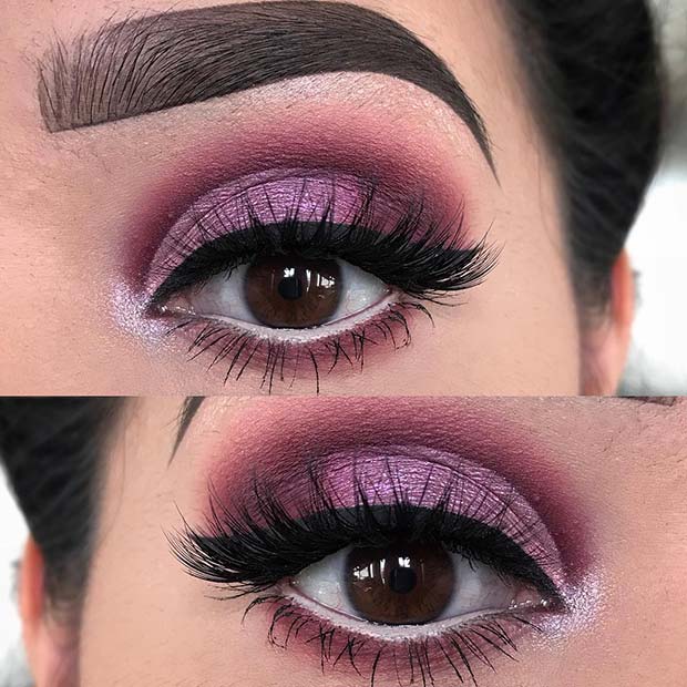 Pretty Burgundy Eye Makeup Idea