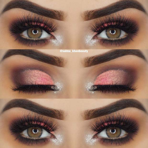 Maquillage des yeux rose glam