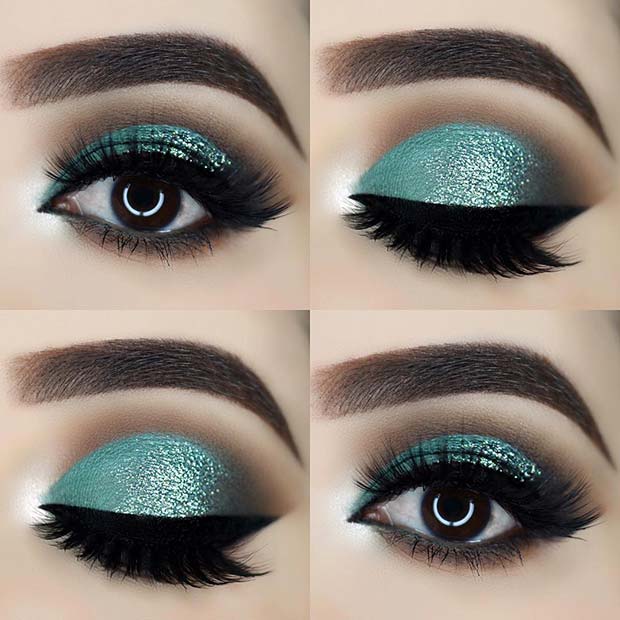 Maquillage pour les yeux turquoise