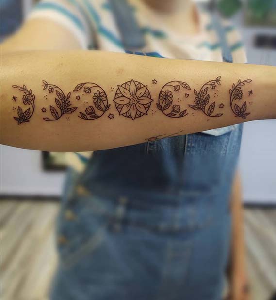 Τατουάζ Floral Moon Phase