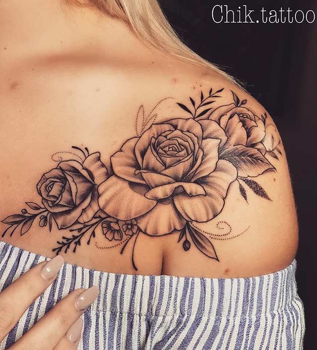 Rose Shoulder Tattoo για γυναίκες