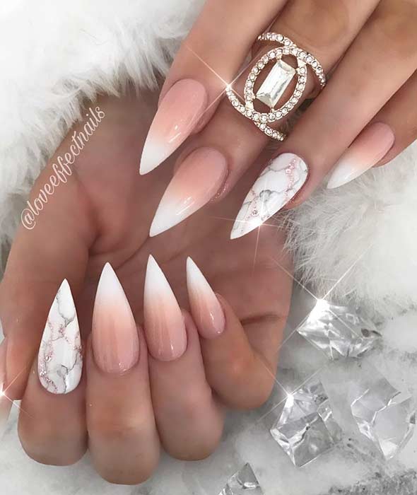 Ongles Stiletto Ombre Français élégants