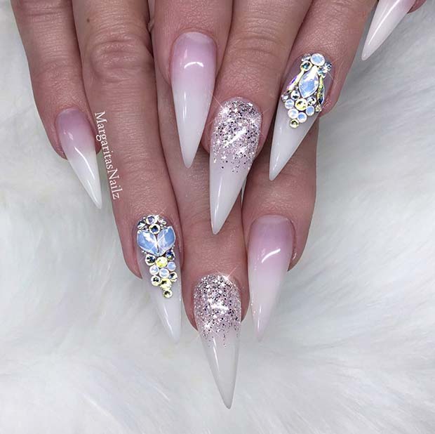 Ongles Glam French Ombre Stiletto